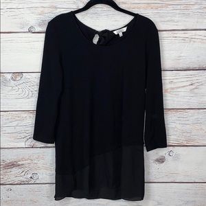 Ellen Tracy Long Black Top with Sheer Bottom Small